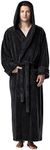 Arus Men's Fleece Robe, Long Hooded Turkish Bathrobe, Black, Small-Medium