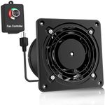 6 Inch Exhaust Fan with Stepless Governor for Powerful, Efficient Operation. Ideal Through Wall or Ceiling for Bathroom, Kitchen, Garage Ventilation, Attic, Industry, Farm. Easy DIY Install