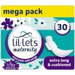 Lil-Lets Maternity Pads, Extra Long Maxi Thick Towels X 30, With Wings, 3 Packs of 10 Postpartum / After Birth Essential (Packing May Vary).