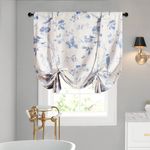 Leeva Balloon Window Shades for Kitchen, Blue Birds Print Tie Up Shade for Studio Office, One Panel Window Treatment Top Rod Pocket for Bathroom 45 x 63 Inches