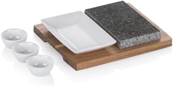 kela Steingrill Set 6 pcs, Hot Stone with Serving Dish, Bowl & Plate, Lava Stone Steak Board, Hot Stone Grill, Country