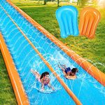 Sloosh Super Double Water Slide for Adult Kids, 25ft x 7ft Heavy Duty Lawn Water Slide with Sprinkler and 2 Slip Inflatable Boards for Party in Summer Yard Lawn Outdoor Water Play Activities