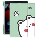 Cartoon White Bear Case for iPad 9.7 Inch Case for 2018/2017(6th/5th Gen),Cute Animal Case for iPad Case with Acrylic Back Cover,[Wake/Sleep+1st Gen Pencil Holder] for Girl Boy Child,Green