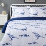 Amazon Basics Microfiber Kid's Comforter and Pillow Sham Set, Full/Queen, Dinosaurs