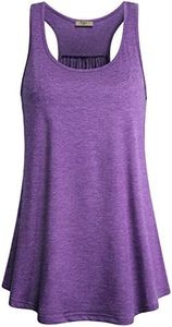 Cestyle Athletic Clothing Women Tops,Juniors U Neck Sleeveless Drape Hem Swing Tunic Tops Sports Working Out Ribbed Tank Shirts Casual Activewear Purple Large
