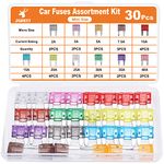 JOREST 30Pcs Mini Car Fuse Kit - Mini Blade Fuses Automotive - Replacement Fuses Assortment Kit for Car/RV/Truck/Motorcycle(2Amp 3A 5A 7.5A 10A 15A 20A 25A 30A 35A 40A)