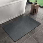 Mecko Bath Mat Rug, Rubber Non-Slip Quick Dry Absorbent Thin Bathroom Rugs Fit Under Door Bathroom Floor Mats-Shower Rug for in Front of Bathtub, Sink, Shower Room(Black,16"x24")