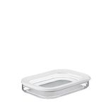 MEPAL Modula Rounded Food Storage Box with Lid | Ideal for Cold Cuts, Cheese, and More | Stackable Design | Transparent Framed Lid | BPA-Free, Nordic White (18.6oz/550ml)