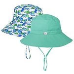 LO SHOKIM Baby Sun Hat 2 Pack Toddler UPF 50+ Summer Sun Protection Wide Brim Bucket Hat Baby Girl Beach Hat Boy Kids Adjustable Cap Summer (Aqua + Dinosaur, M)