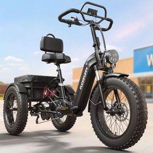 PUCKIPUPPY Electric Trike for Adults 960W Peak, Full Suspension & Reverse Gear Electric Trike Max 25MPH E