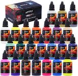 ARTFLY Airbrush Paint,24 Colors Airbrush Paint Set Include Metallic and Neon Colors, Opaque & Water Based Acrylic Airbrush Paint, Leather & Shoe Airbrush Paint Kit for Artists, Beginners, and Students