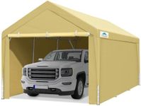 ADVANCE OUTDOOR Upgraded 10x20 ft Heavy Duty Steel Carport with Adjustable Height from 9.5 to 11 ft, Car Canopy Garage Party Tent Storage Shed Boat Shelter Portable with Sidewalls and Doors, Beige