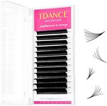 TDANCE Easy Fan Lash Extension Rapid Blooming Volume Eyelash Extensions C CC D DD J B L Curl 0.03-0.12mm Thickness Easy Fan Volume Lashes Self Fanning Eyelashes Extension (D-0.07,8-15mm)