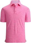 Alex Vando Mens Golf Shirt Moisture Wicking Quick-Dry Short Sleeve Casual Polo Shirts for Men,Hot Pink,S