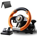 PXN Game Racing Wheel, PXN-V3II 180°Competition Volante with Universal USB Port and with Pedal, Suitable Sheel for PC, Xbox Series X|S, Xbox One PS3, PS4, Nintendo Switch - Orange