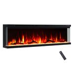 FlameKo Leura 152cm/60" 3 Sided view Electric Fireplace Wall Mounted or Recessed 9 Colour Flame Effect TV Compatiable Media Wall Fire Heater 900W/1800W, Remote Control