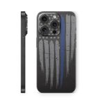 MightySkins Skin Compatible with Apple iPhone 15 Pro Full Wrap - Thin Blue Line | Protective, Durable, and Unique Vinyl Decal wrap Cover | Easy to Apply & Change Styles | Made in The USA