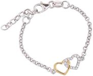 Cherished Moments Sterling Silver Mom and Me Double Heart Bracelet Sold as a Set or individually, 7 inches, Sterling Silver, Cubic Zirconia