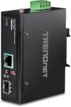 TRENDnet Hardened Industrial SFP to Gigabit UPoE Media Converter, IP30 Rated Housing, Includes DIN-Rail & Wall Mounts, Operating Temp. -40 to 75 °C (-40 to 167 °F), TI-UF11SFP, Black