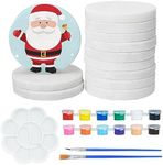 Hisredsun 16pcs white Round Painting Pebbles, Rock Painting Kit Large Smooth Pebbles for Painting,Painting Kit with 12 Color Acrylic Paints and 2pcs Paint Brushes, 2.48" Diameter