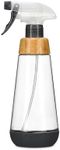 Full Circle Bottle Service - Refillable Glass Spray Bottle for Cleaning - Versatile Stream & Mist Options, Bamboo Details, Silicone Boot - Ideal for Non-Toxic Solutions & Plant Care, 16oz, Gray