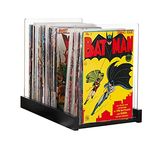 Komiq Comic Book Storage Holder - Comic Display Case for Collectors - Wood & Acrylic Comics Box, Bin & Organizer - Magazines & Books Boxes for Organization - Stores Up To 150 Issues - 14.5x8 Inches (Black)