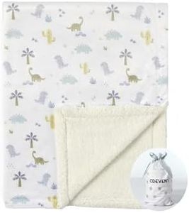 CREVENT 76x102cm Cozy Soft and Warm Mink Baby Blanket with Sherpa Backing, Packing with Ribbon for Newborn Infant Toddler's Crib Cot Stroller (Dinosaur)