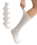 SONNORS 4 Pairs Grey Neuropathy Socks Women Men 6-8 - Breathable Cotton Walking Socks for Swollen Feet and Ankles