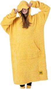 Big Blanket Co Premier Plush Hoodie Sunflower | Ultra-Soft Wearable Blanket | Plush Sherpa-Lined Hoodie Blanket | One Size Fits All