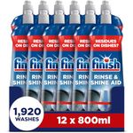 Finish Dishwasher Rinse & Shine Aid, Fresh, 9.6L (800ml x 12 pck), Ultimate Clean & Diamond Shine, Glass Protection, Spot Prevention, Better Drying vs Finish Detergent Alone