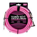 Ernie Ball 10 ft Braided Straight Angle Instrument Cable - Neon Pink