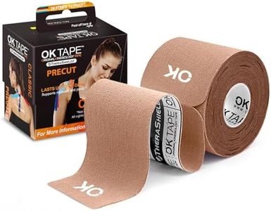 OK TAPE Kinesiology Tape 10 inches Precut, 20 Strips, Cotton Elastic Athletic Tape Latex Free, 2inch x 16ft, Beige