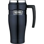 Thermos King Stainless Steel 16 Ounce Travel Mug with Handle, Midnight Blue, SK1000MBTRI4, 16 ounce