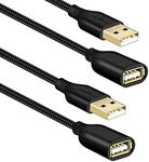 Fasgear USB 2.0 Extension Cable 1.8m - 2 Pack A Male to A Female USB Extension Lead for Charging and Syncing - USB Extender for Printers |Cameras|Mouse|Keyboards & other Computer Accessories(6 ft, Black)