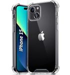 naykodi Hard Back Shock Proof Silicone Bumper Cover Case for Apple iPhone 15 (TPU+Polycarbonate | Transparent)