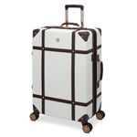 SwissGear Vintage Carry-On Luggage Trunk — Lightweight Hardside Suitcase with 8 Spinner Wheels — White Coffee, 19-Inch