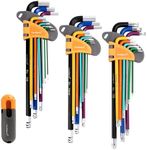 MULWARK 28-Piece Allen Wrench Set with Extra Long Arm & Ball End | S2 Steel T-Handle Hex Key Set SAE (1/16"-3/8"), Metric (1.5mm-10mm), Includes TORX (T10-T50) | Holiday Gift for Enthusiasts