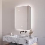 MIRPLUS LED Lighted Bathroom Medicine Cabinet with Mirror, 3 Color Lights Brightness Adjustment and Anti-Fog, Wall Mounted Mirror with Storage Touch Switch Time&Temp Display(20 X 28 inch)