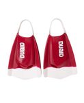 Arena Unisex Adult Powerfin Pro II Swim Training Fins Men and Women Silicone Short Blade Flippers Left/Right Customized, Cardinal Red/White, Size 7.5-9