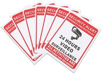 eMagTech 10Pcs 24 Hours Video Surveillance Warning Sign PVC Self Adhesive Sticker Safety Sign Warning Signals Stickers for Shopping Malls Offices Hotels 10x7inch