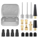 19pcs Bicycle Valve Adapter Set for Presta Schrader, Brass Bike Tire Valve Adapter Includes Ball Pump Needles Inflatable Needles Air Pump Needles Caps for Sports Balls Bikes Inflatable Device