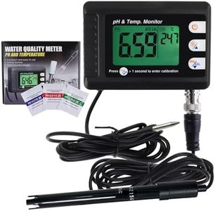 2 in 1 Temperature pH Monitor Meter Tester Sensor test Kit 0~14.0 pH Automatic Buffer Recognition BNC electrode Probe for Hydroponics Aquarium Lab Testing Food Drinking Water pH of saltwater/seawater