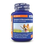 Turmeric and Glucosamine Complex for Pets. Turmeric for Dogs and Cats with Glucosamine, Vitamin C, Rosehip, Ginger and Zinc. 90 Capsules