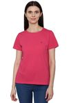 Allen Solly Women's Solid Regular Fit T-Shirt (AHKCCRGF143882_Pink XL)