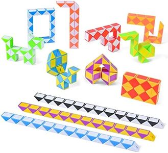 12 pièces Serpent Magique avec 24 Blocs, Casse Tete Enfant, Twist Puzzle Twisty Toy, Mini Magic Snake Cube, Petit Cadeau Anniversaire Enfant