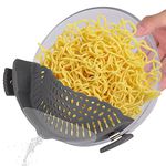 Clip-On Silicone Pasta Strainer for all Pots & Bowls – Food-Grade – Clip-On Style Attachment for Pasta, Vegetables, Meat, Fruits – Snap on Drainer – Collapsible, Secure & Slip-Free Grip