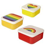 Puckator Somewhere Rainbow Reusable Lidded Snack Pot Lunch Box Set of 3, BPA Free PVC, Work School Travel Home, Large 5.5x11.5x11.5cm Medium 4.5x10x19cm Small 4x8.5x8.5cm