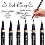 Calligraphy Pens - 6pcs Calligraphy Set for Beginners Refillable Black Brush Marker Pens,Hand Lettering Pens for Writing, Signature, Illustration, Design and Drawing, 4 Sizes