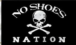 Masquita No Shoes Nation Flag 4x6FT,Pirate Flag for Indoor Outdoor,Vivid Color Double-Stitched Edges, Skull Crossbones Flag with 2 Brass Grommets. (4x6)