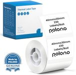 POLONO Genuine Thermal Labels for PM220S Label Makers, 1.57"x1.18" (40x30mm) Thermal Label, Waterproof, Multi-Purpose Self-Adhesive Labels for Small Bussiness, Office, School, 230 Labels/Roll (White)